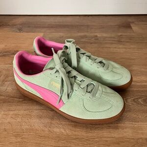 Puma Palermo Mint Green and Pink Sneakers